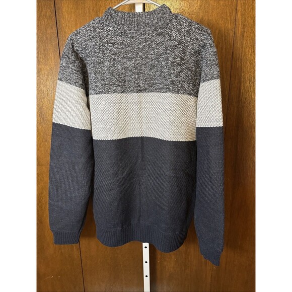 Men’s Blue/Gray Color Block Sweater Full Zip Size Large Pockets Fleece Lined XL - Picture 4 of 4